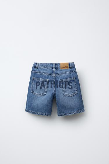 PATRIOTS © NFL DENIM BERMUDA SHORTS - Mid-blue by Zara - Image 1