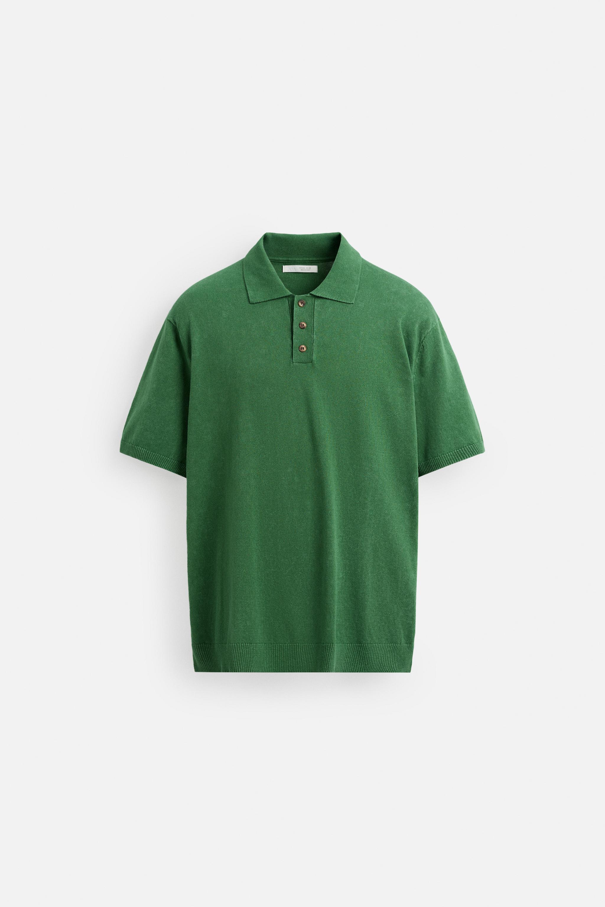 ウォッシュドコットンニットポロシャツ - ライム | ZARA Japan