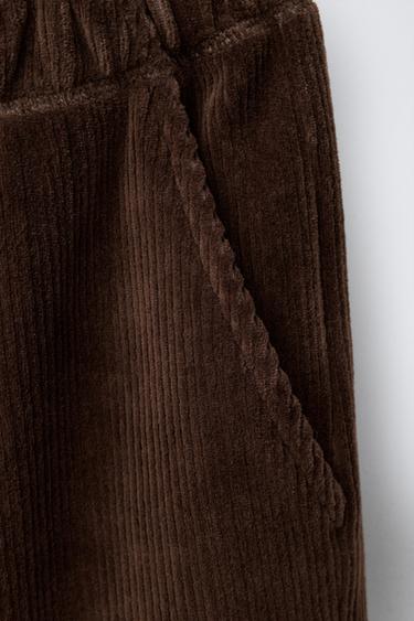 PANTALON WIDE LEG EN VELOURS CÔTELÉ - Marron de Zara - Image 3