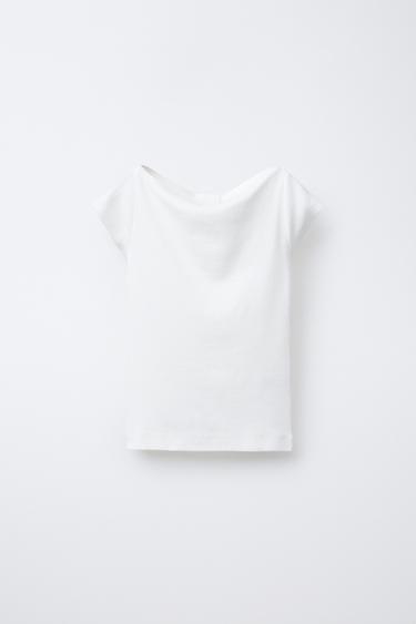 CAMISETA CON MODAL - Blanco de Zara