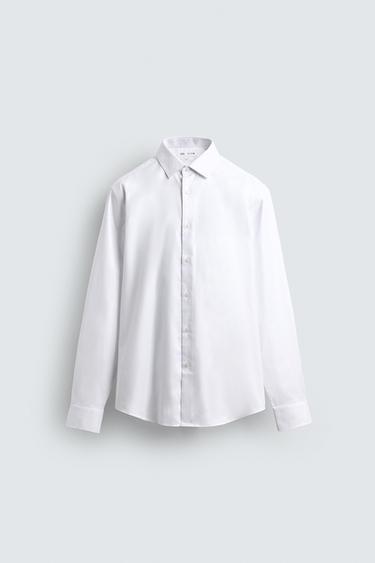 CAMISA SLIM FIT COM ESTRUTURA - Branco da Zara - Imagem 0
