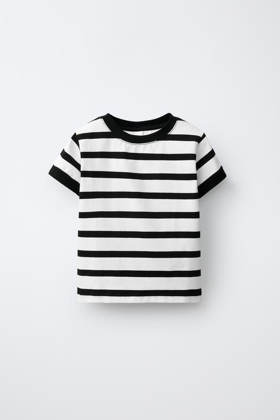 CAMISETA ESTAMPADO RAYAS - Negro / Blanco de Zara - Imagen 0