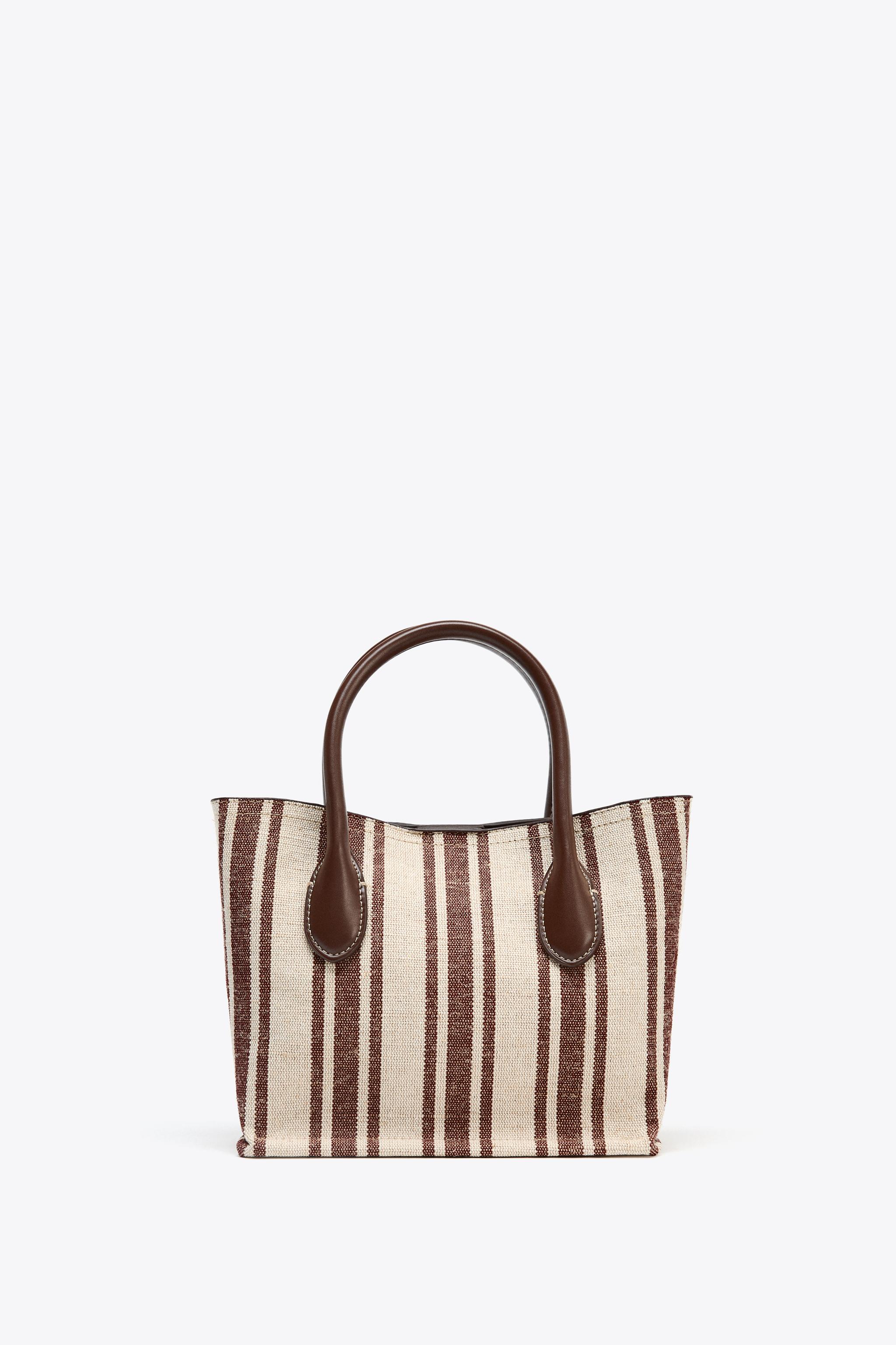 国内発送★ZARA★ストライププリント*キャンバスバッグ ストライププリントキャンバスバッグ - ブラウン | ZARA Japan