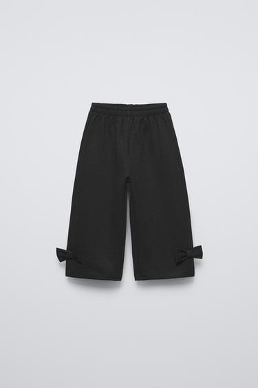 Zara SHIMMER BAGGY PANTS WITH BOWS - Black