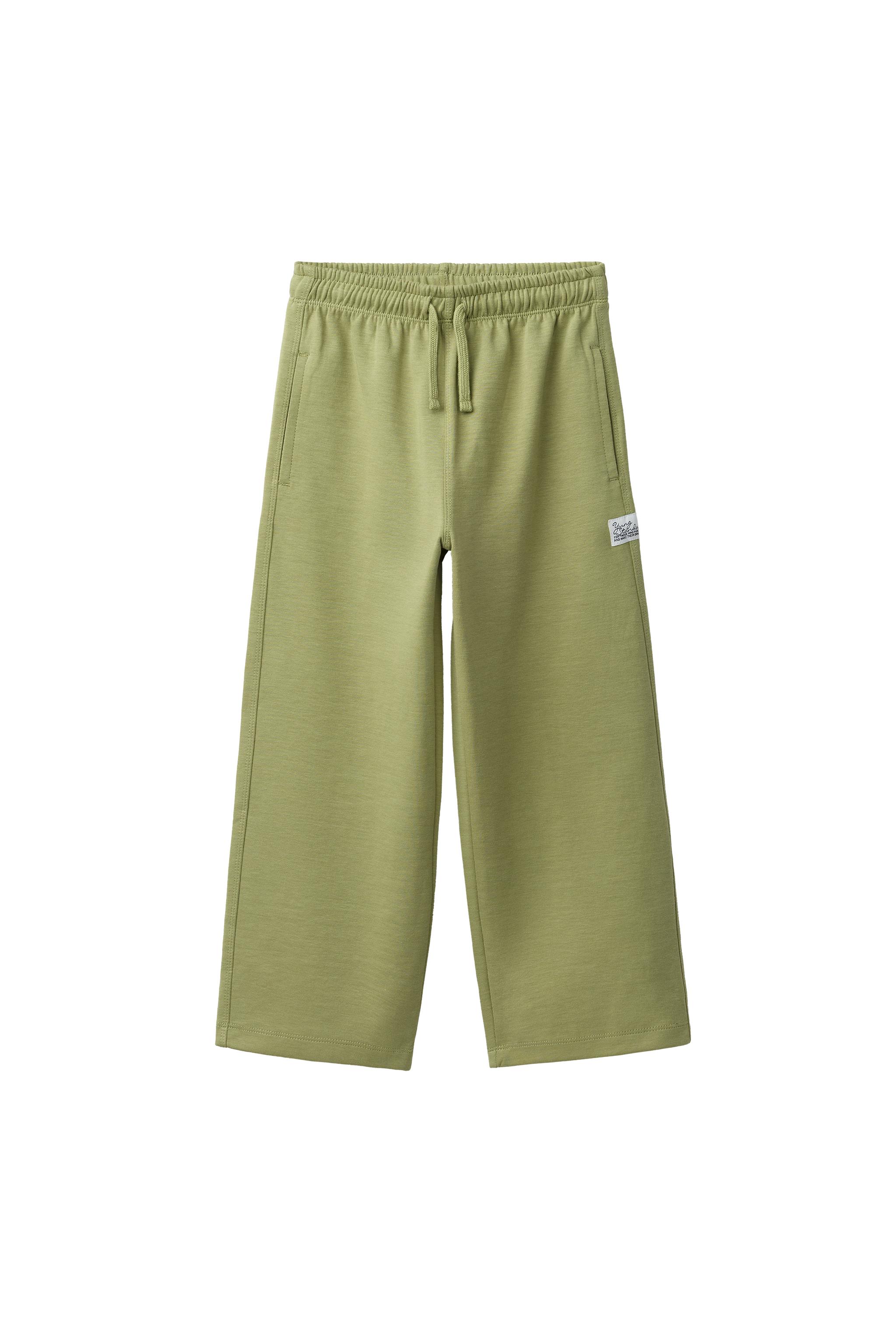 STRAIGHT INTERLOCK PLUSH TROUSERS — washed green