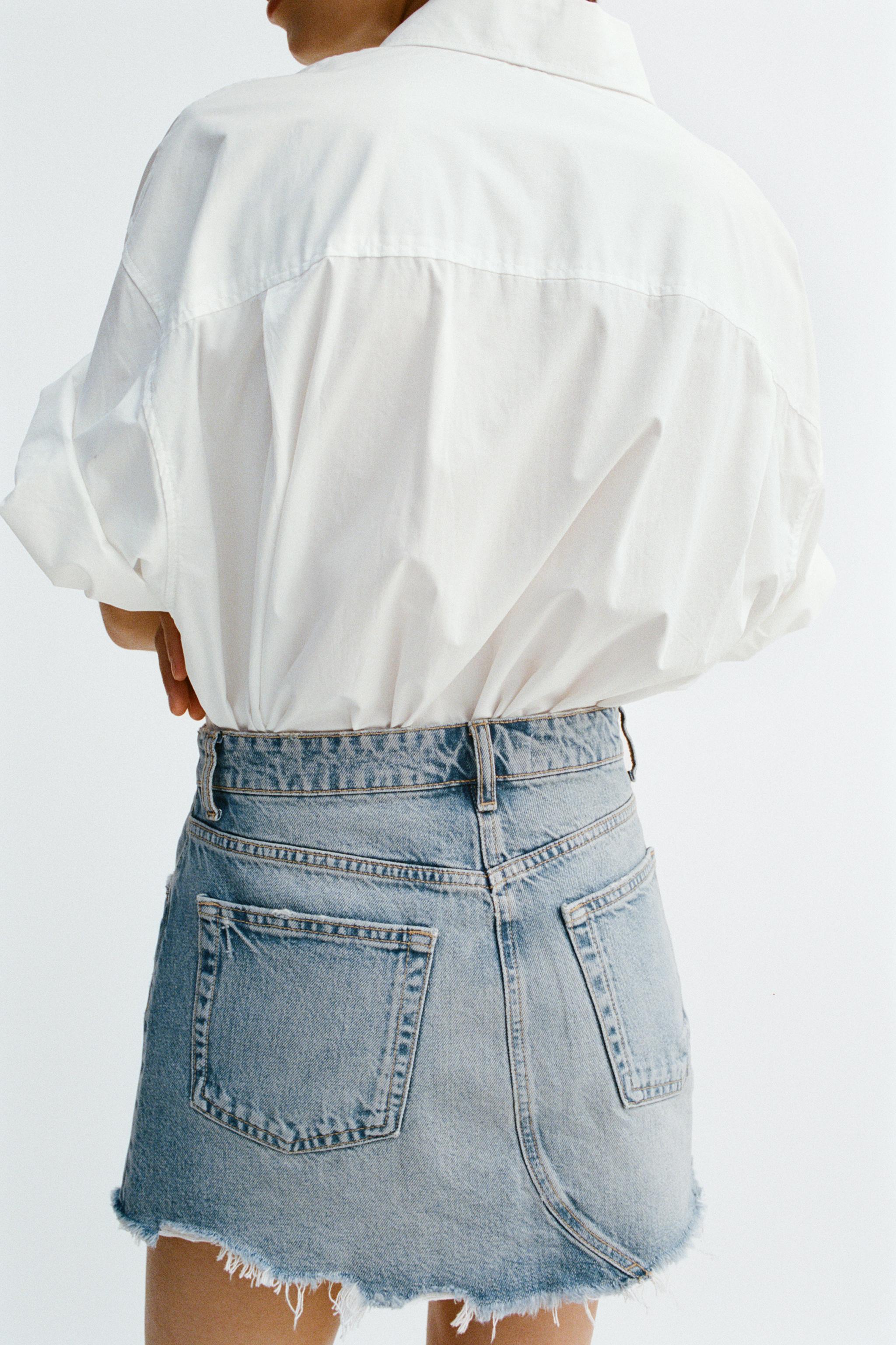 ZARA スタイル アイテム TRF デニム ダメージ ミニスカート TRF デニム ダメージ ミニスカート - ネイビーブルー | ZARA