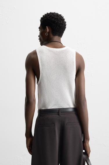 OPEN KNIT TEXTURED TANK TOP - White by Zara - Image 2
