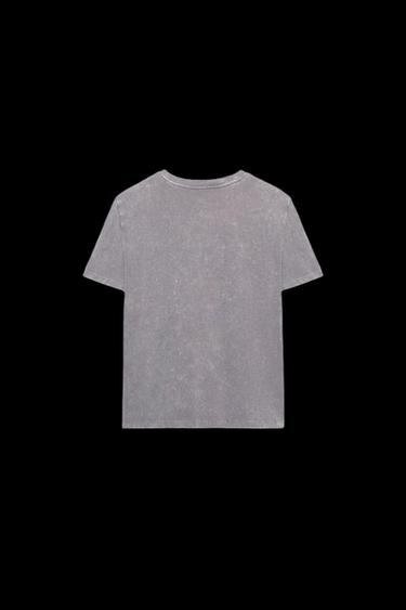 T-SHIRT AUS FESTEM STOFF MIT KURZEN ÄRMELN - Lila pudrig von Zara