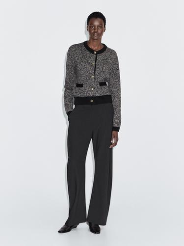 Zara Wool blend knit cardigan with gold buttons - Black