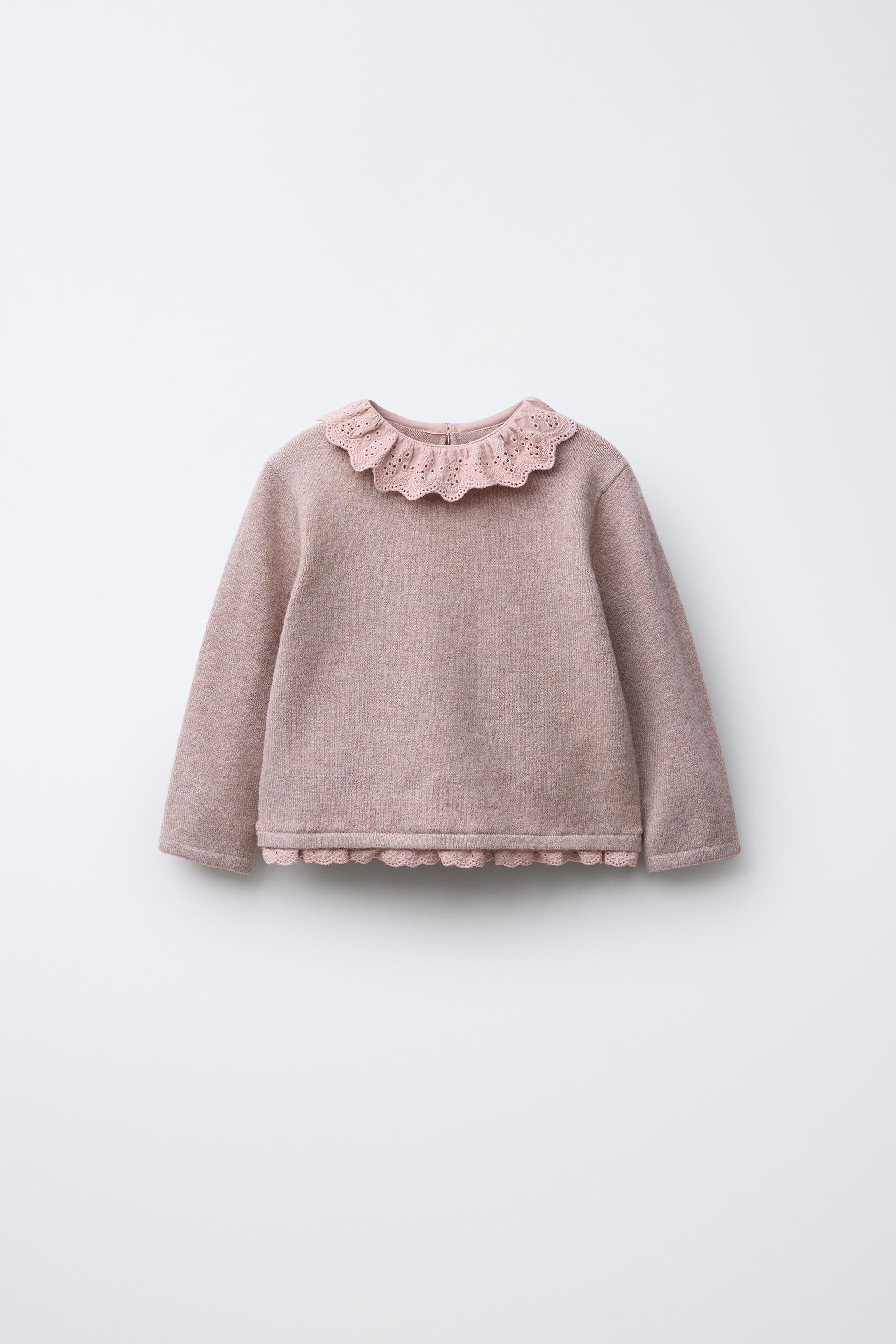 ライナス様売約済み　BILANCIONI ジップアップセーター ピンク レース付きニットセーター - ライトピンク | ZARA Japan / 日本