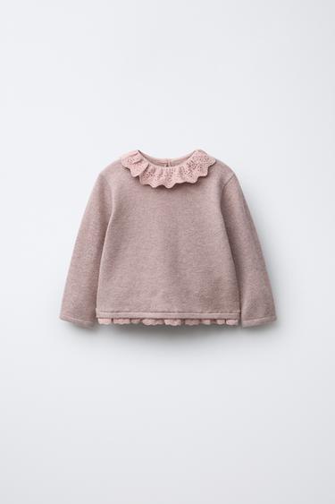 LACE KNIT SWEATER - Light pink by Zara
