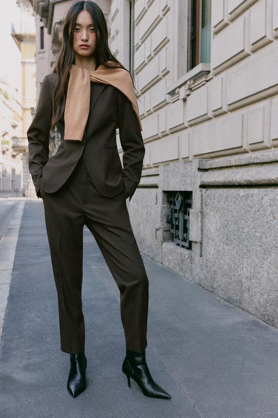 LOW-RISE CROPPED TROUSERS - Brown by Zara - Image 0