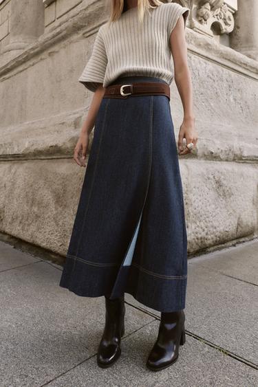 SAIA Z1975 MIDI DENIM CAPA CINTO - Azul de Zara