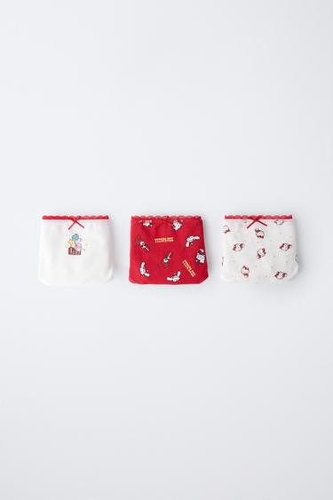 AGES 1-6 / THREE-PACK OF HELLO KITTY © SANRIO BRIEFS - Ecru / Red by Zara