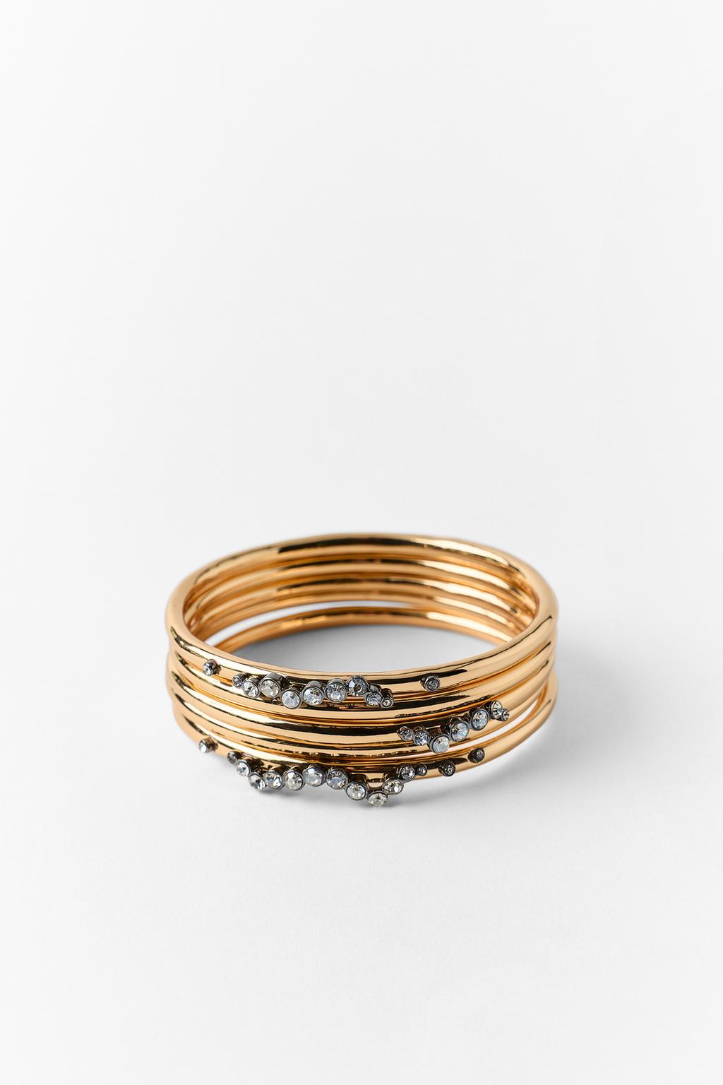 PACK OF 5 METALLIC RHINESTONE BRACELETS