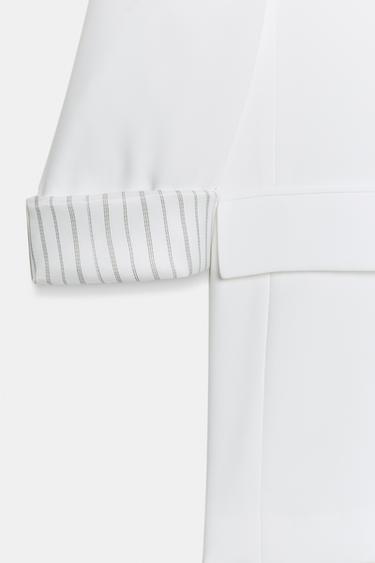BLAZER WITH ROLLED-UP PRINTED CUFFS - Oyster-white by Zara - Image 7
