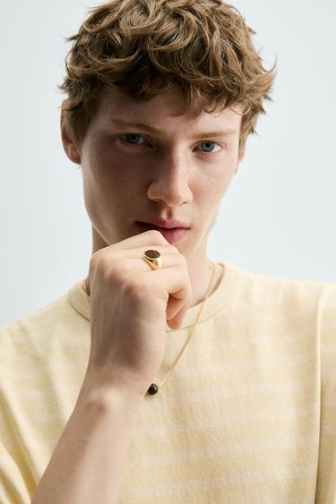 STONE SIGNET RING - Gold by Zara - Image 1
