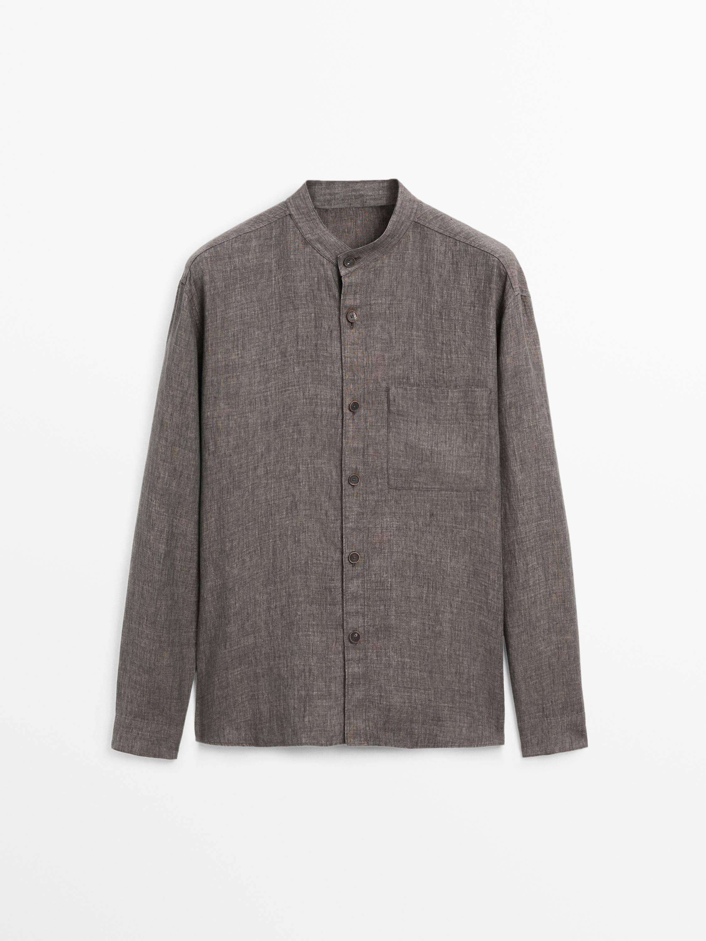 Relaxed fit overshirt with a stand collar
