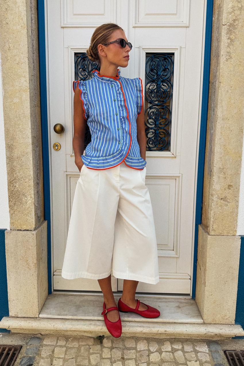 zara striped shirt dress Grace and May STRIPED RUFFLED SHIRT Afternoon Delight: Two spring trends