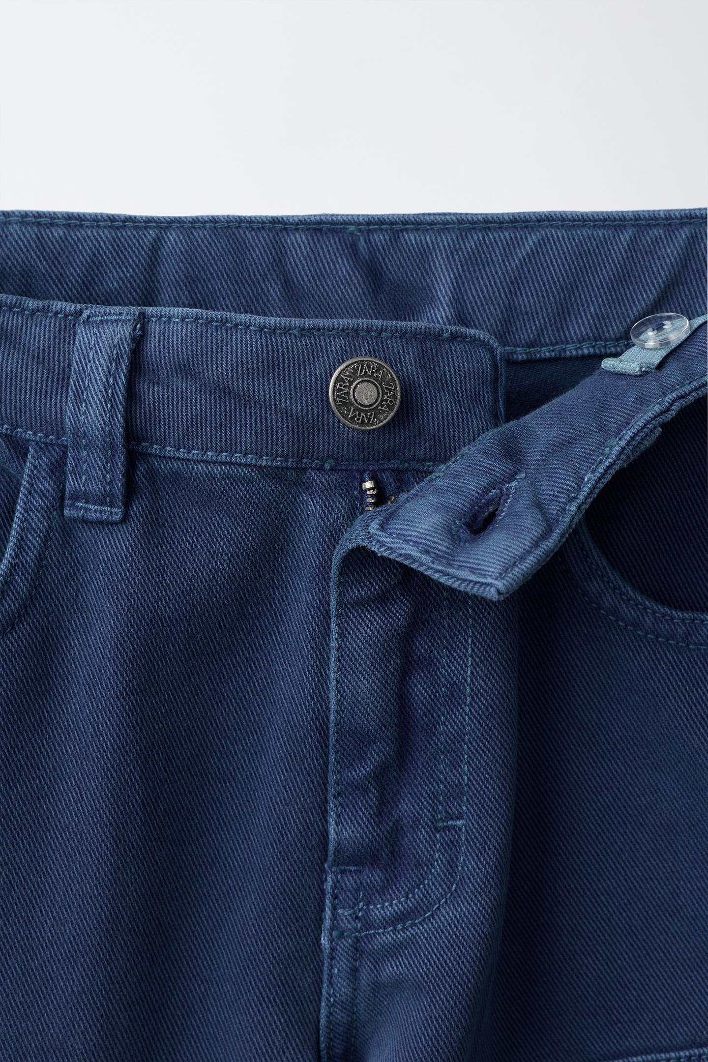 Детские брюки Zara Washed-Effect Carpenter, цвет: Синий — фото 4