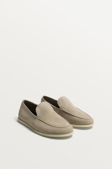 MOCASÍN PIEL CASUAL - Blanco Crudo de Zara