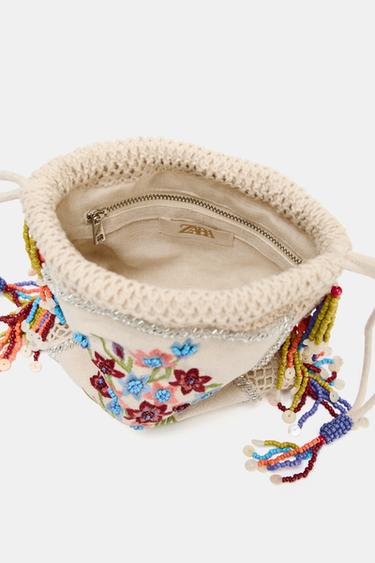 SAC SEAU BRODERIES FLEURS - Multicolore de Zara - Image 4