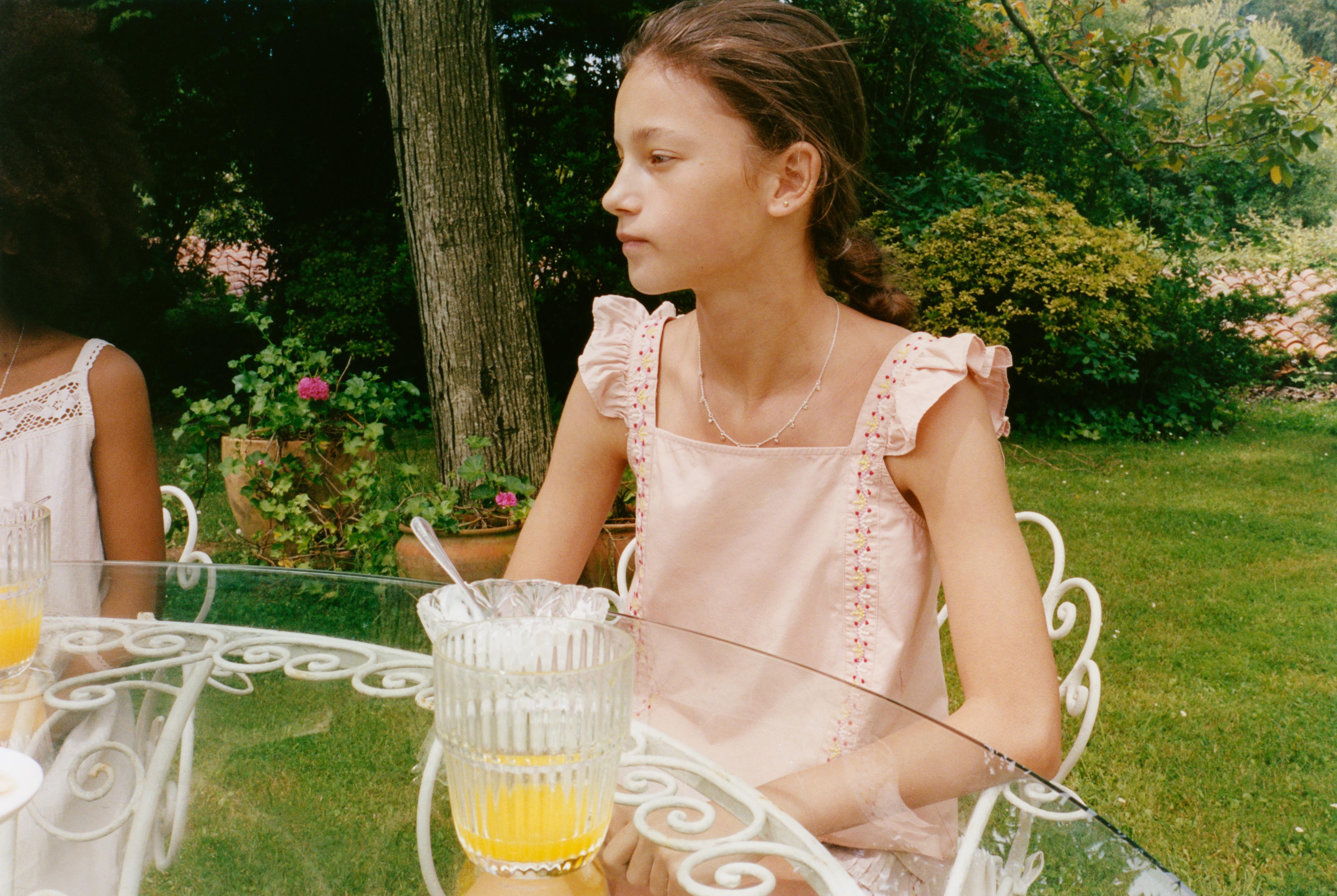 6-14 YEARS/ EMBROIDERED STRAP PYJAMAS — Pale pink