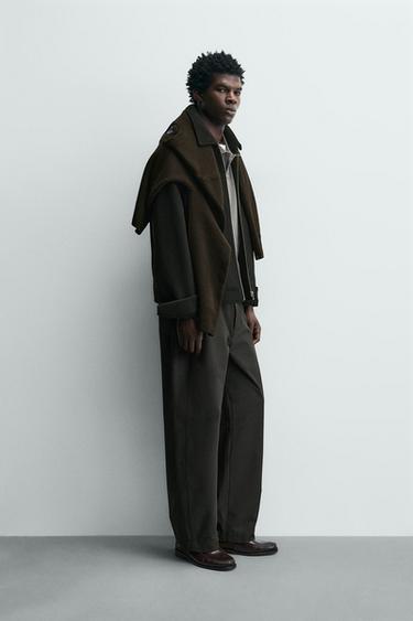 BLOUSON EN DRAP DE LAINE AVEC ZIP - Noir de Zara - Image 3