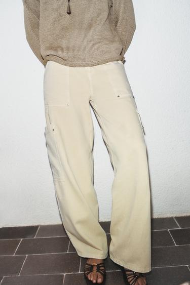 Z1975 MID-WAIST BARREL CARGO JEANS - Mid-ecru by Zara - Image 3