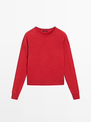 Zara Wool blend crew neck knit sweater - Red / Orange