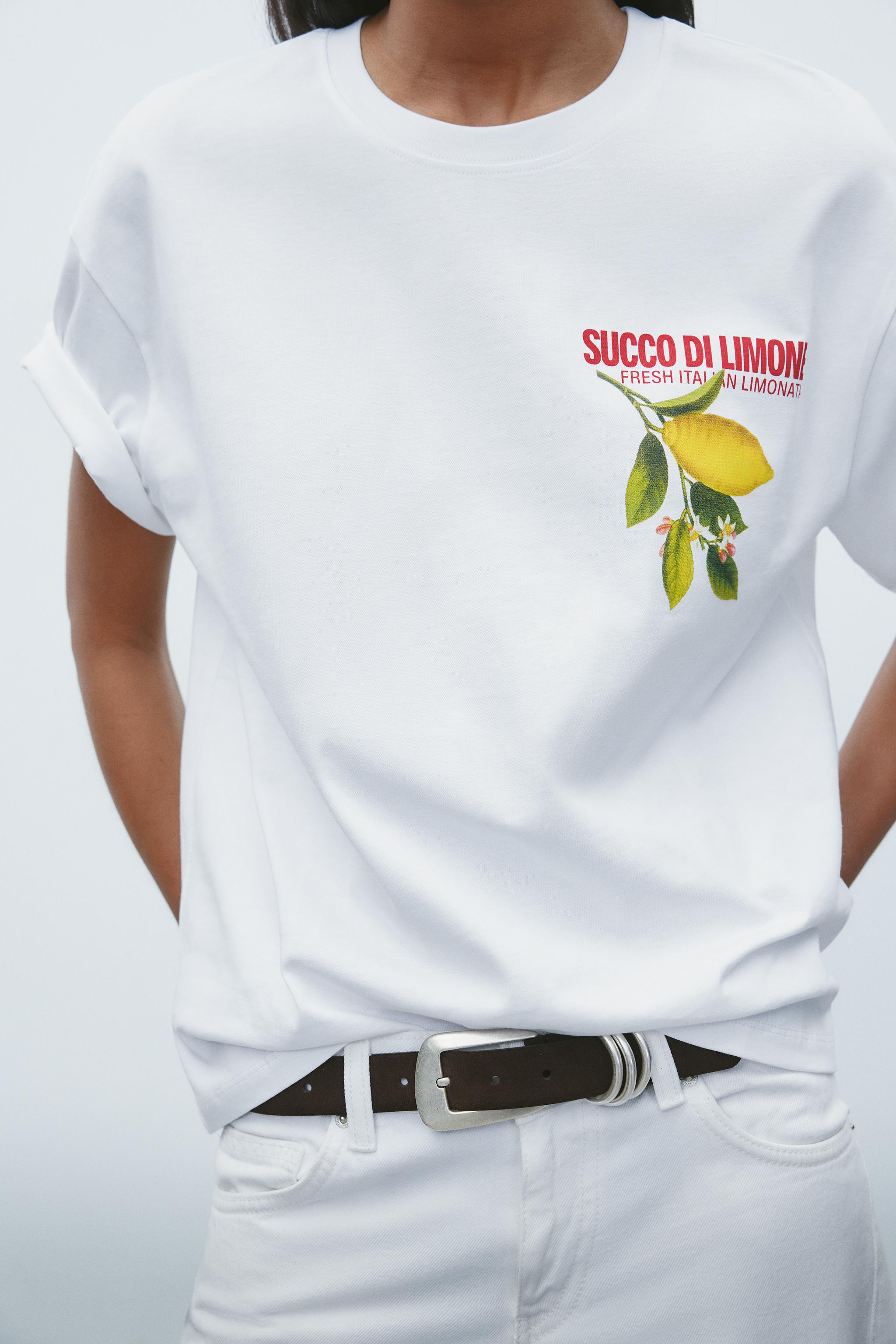【ZARA】レモン柄プリントTシャツ PANCRACE BESSA 0085/325/250 レモン柄プリントTシャツ PANCRACE BESSA - ホワイト | ZARA