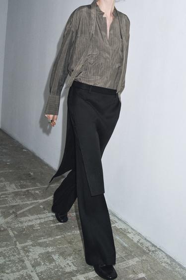 PANTALON DROIT PARÉO ZW COLLECTION - Noir de Zara - Image 4