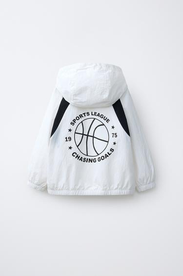 LIGHTWEIGHT RAINCOAT WITH SLOGAN - Black / White by Zara