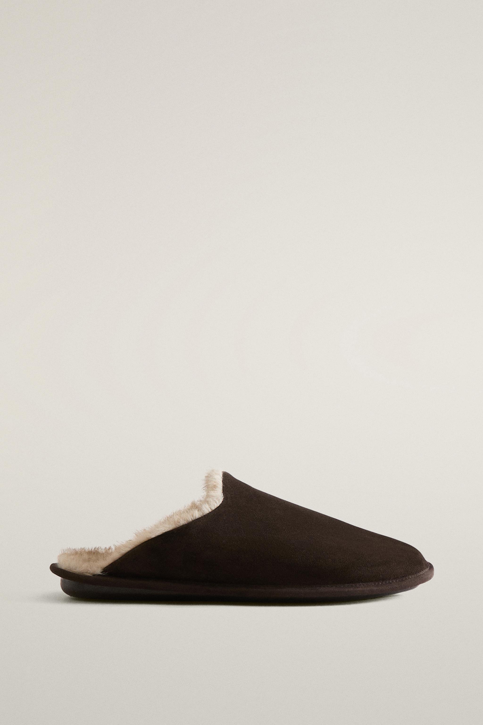 WARM LEATHER MULE SLIPPERS