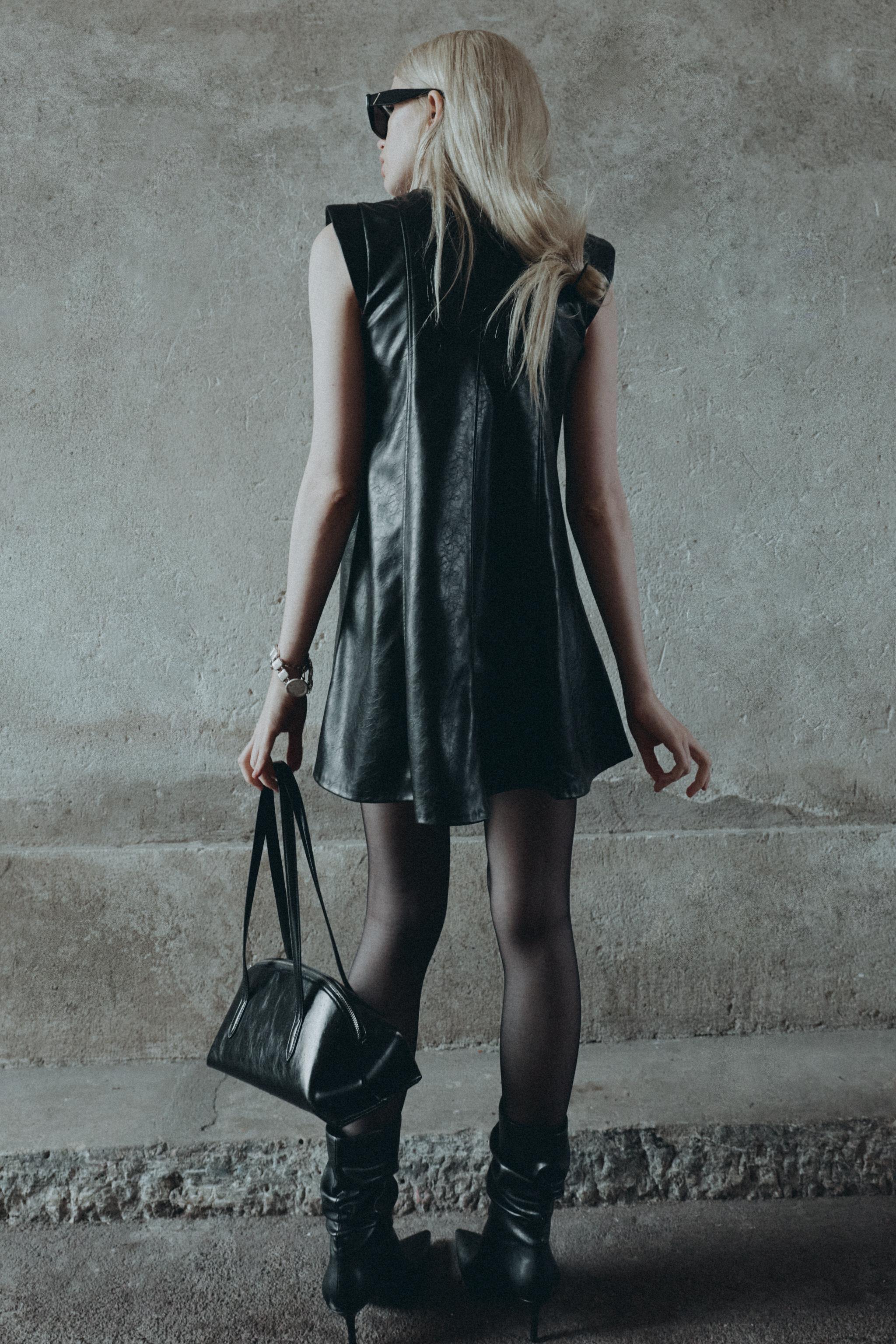 FAUX LEATHER MINI DRESS