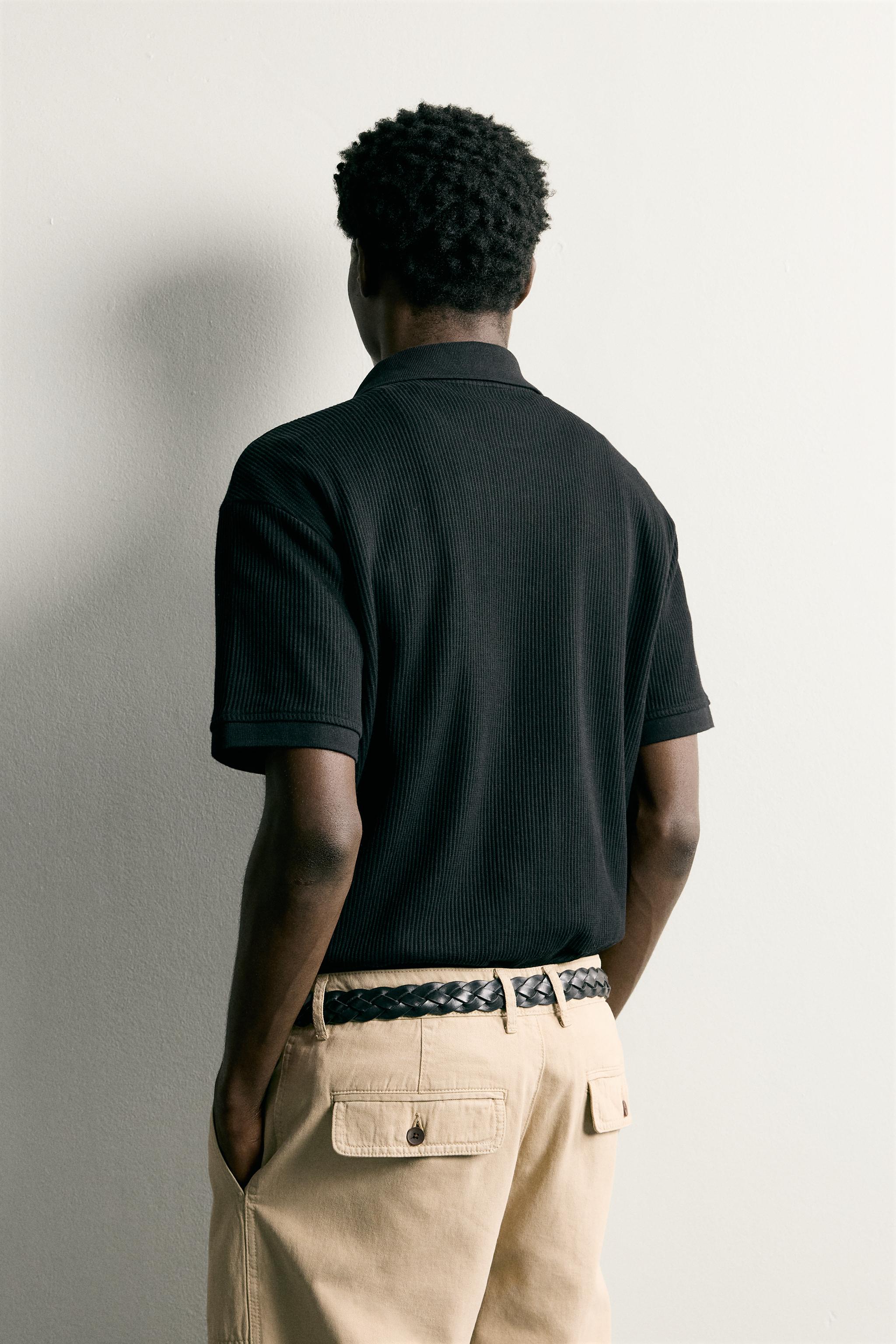 Мужские рубашки Zara VERTICAL TEXTURED POLO — фото 3