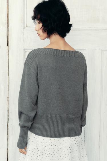 Zara 船領針織衫 - 灰色