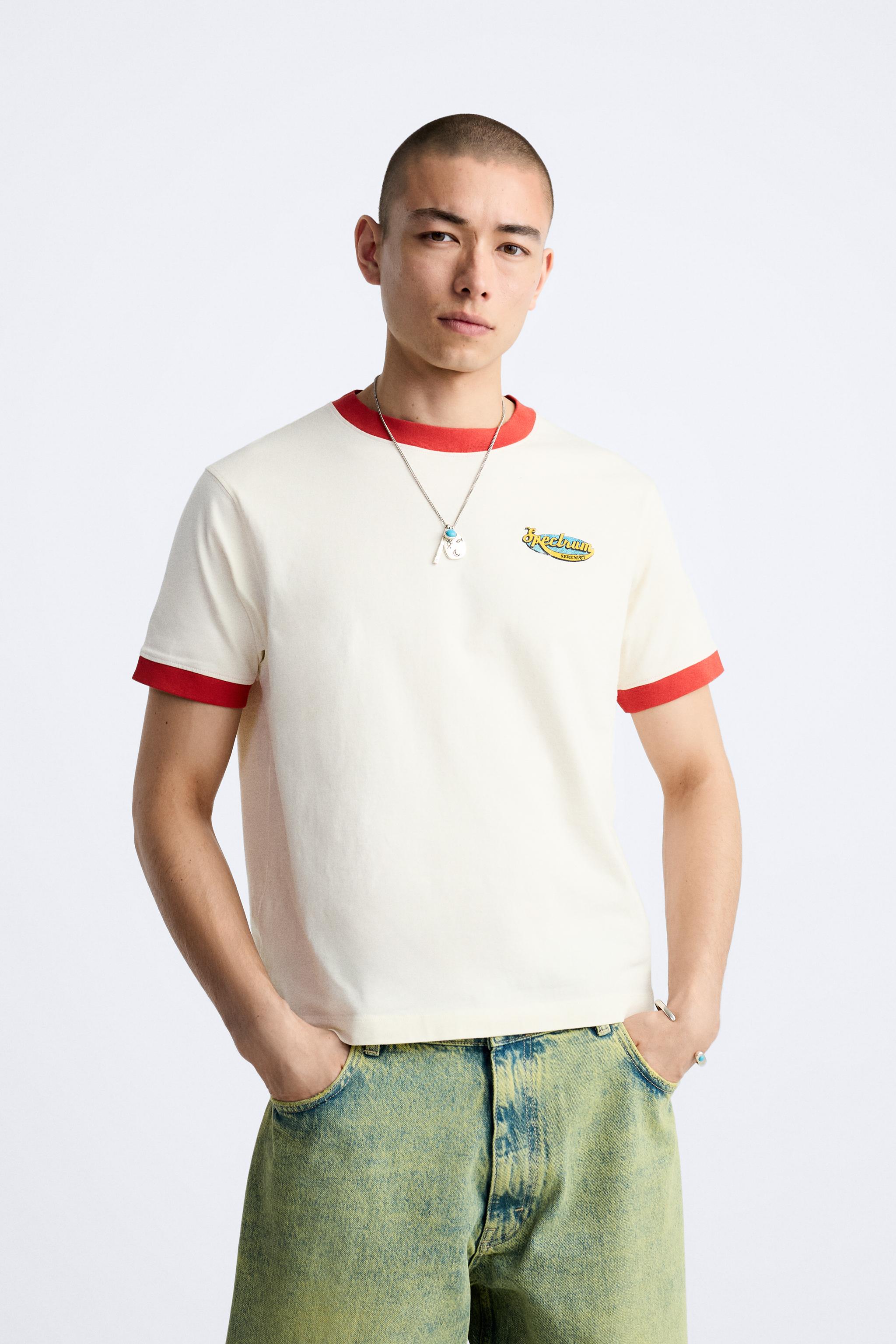 コントラストトリムTシャツ - エクリュ | ZARA Japan / 日本