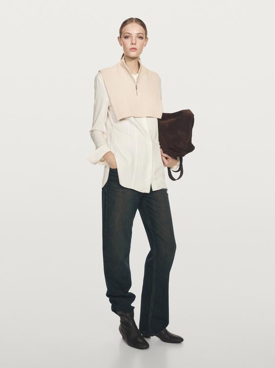 Short wool blend chest with zip