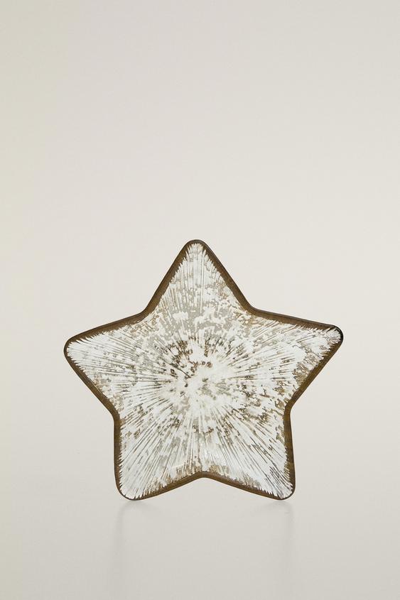 SCHALE AUS GLAS MIT QUECKSILBER-EFFEKT UND WEIHNACHTSSTERN - P von Zara - Bild 0