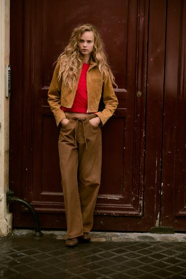 CORDUROY DRAWSTRING TROUSERS - Brown by Zara - Image 0