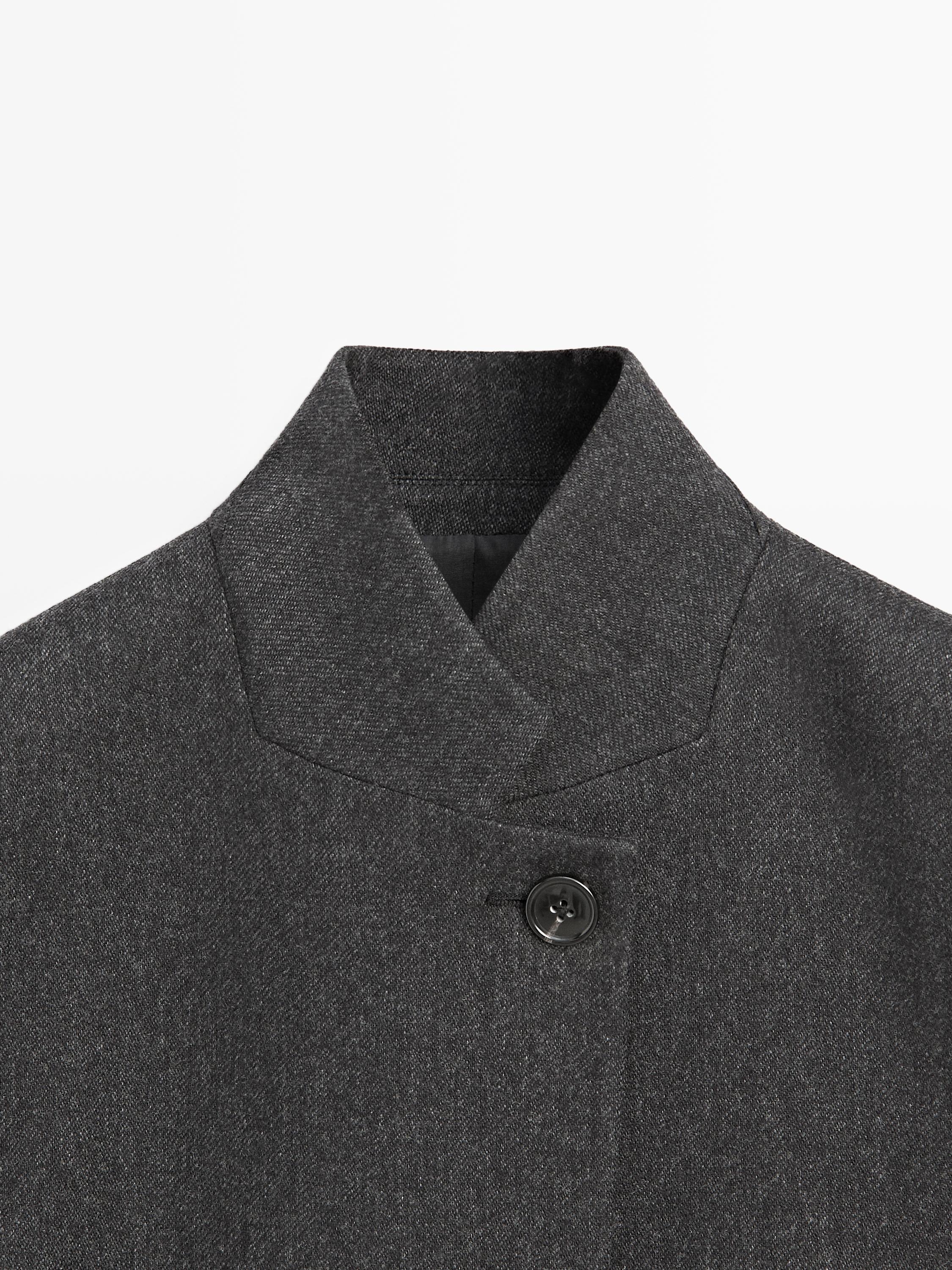 Wool blend three-button blazer