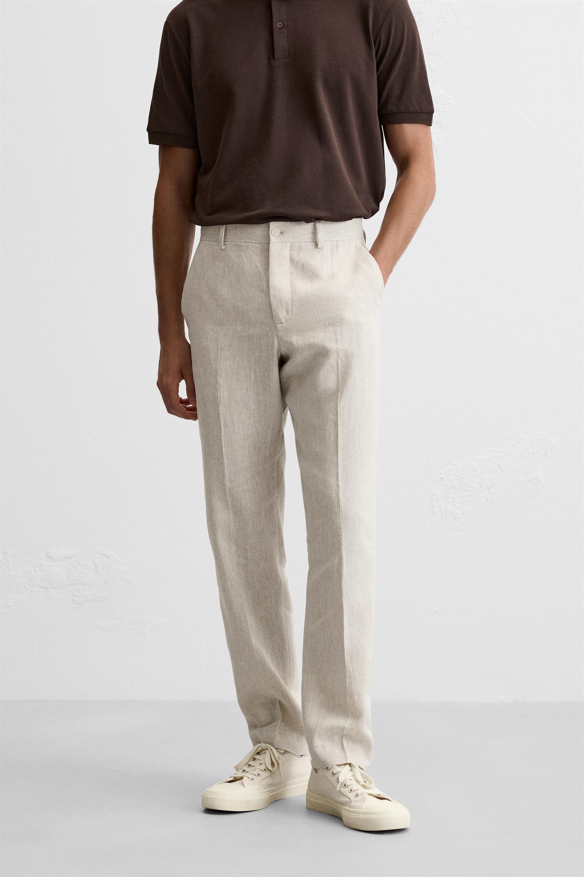 Pantalon Cuadros Zara Pantalones Hombre Vestir Pantalones De Lino