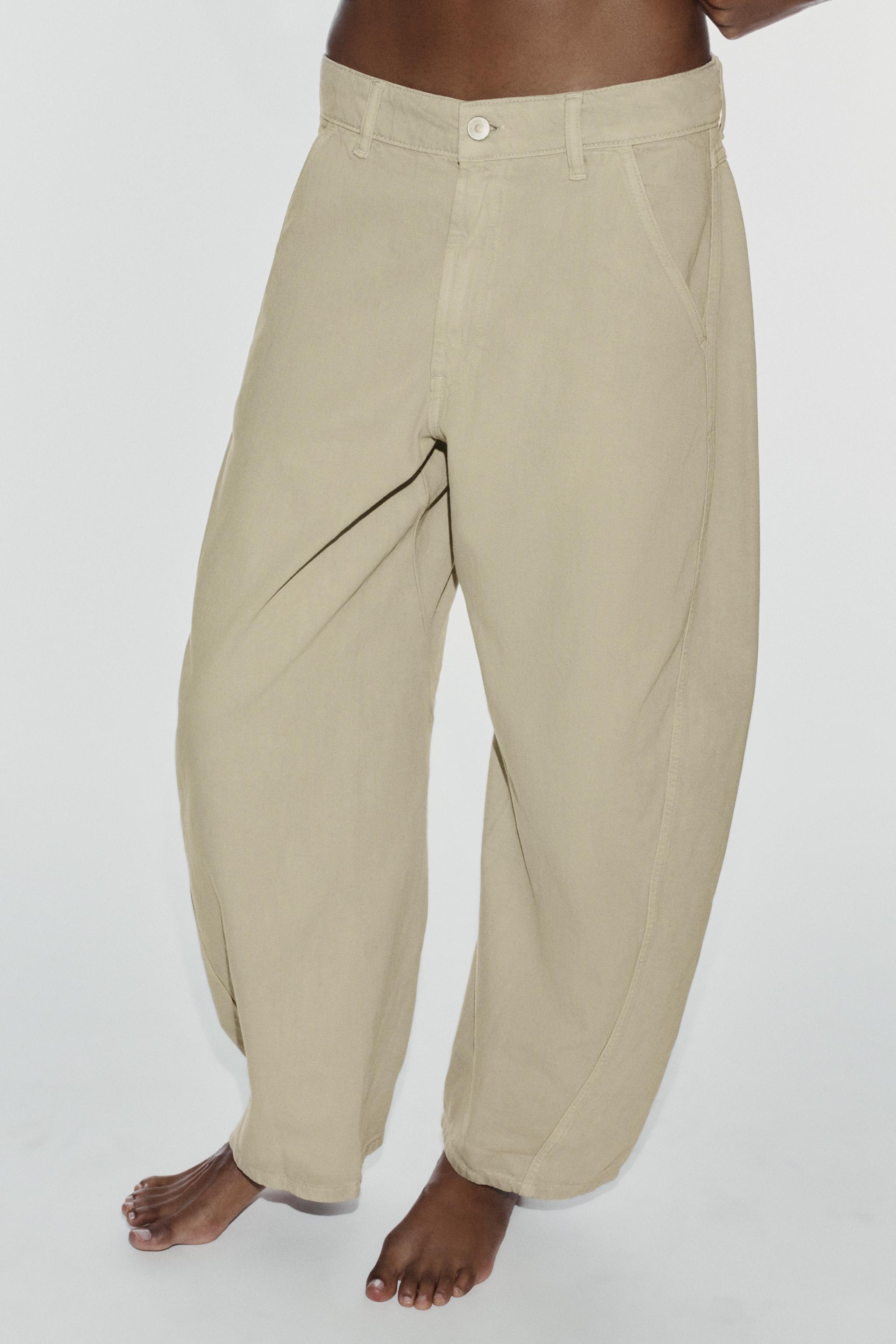 Zara TRF ORTA BEL BARREL CHINO JEAN görsel 4