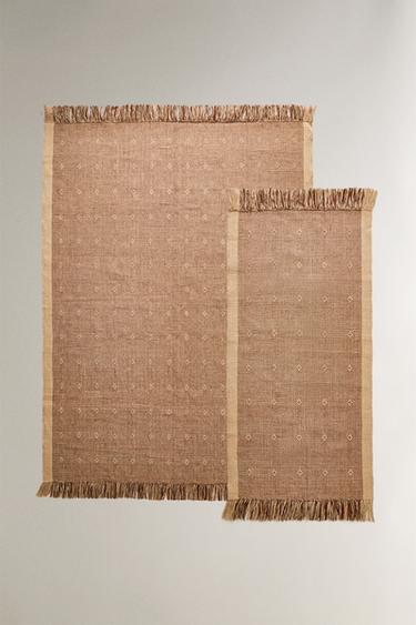 Zaras DIAMANTMÖNSTRAD JUTEMATTA - Ljust beige - Bild 0