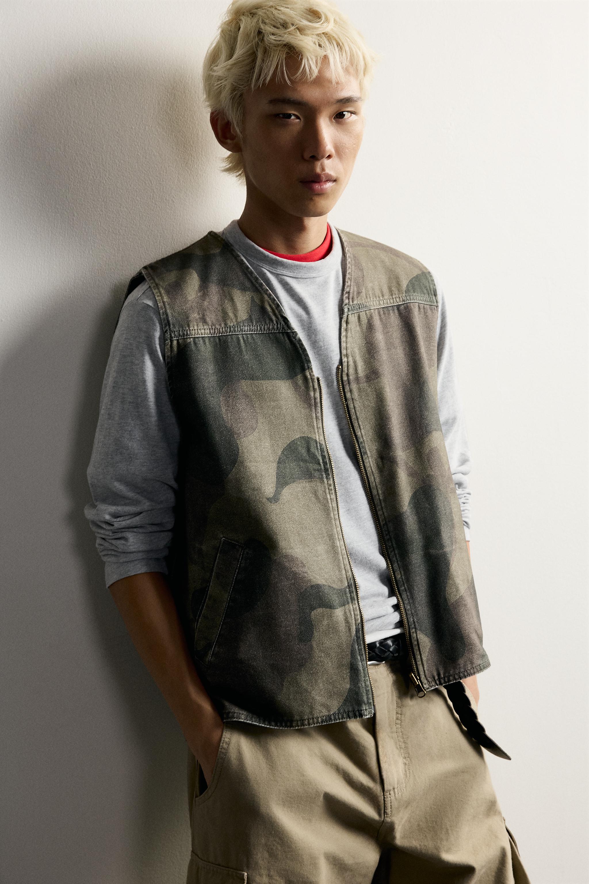 WASHED ABSTRACT PRINT VEST