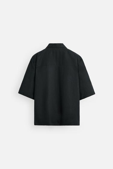 OVERSIZE LINEN-VISCOSE SHIRT - Black by Zara