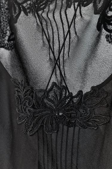 ROBE MIDI EN GEORGETTE BRODÉE - Noir de Zara - Image 6