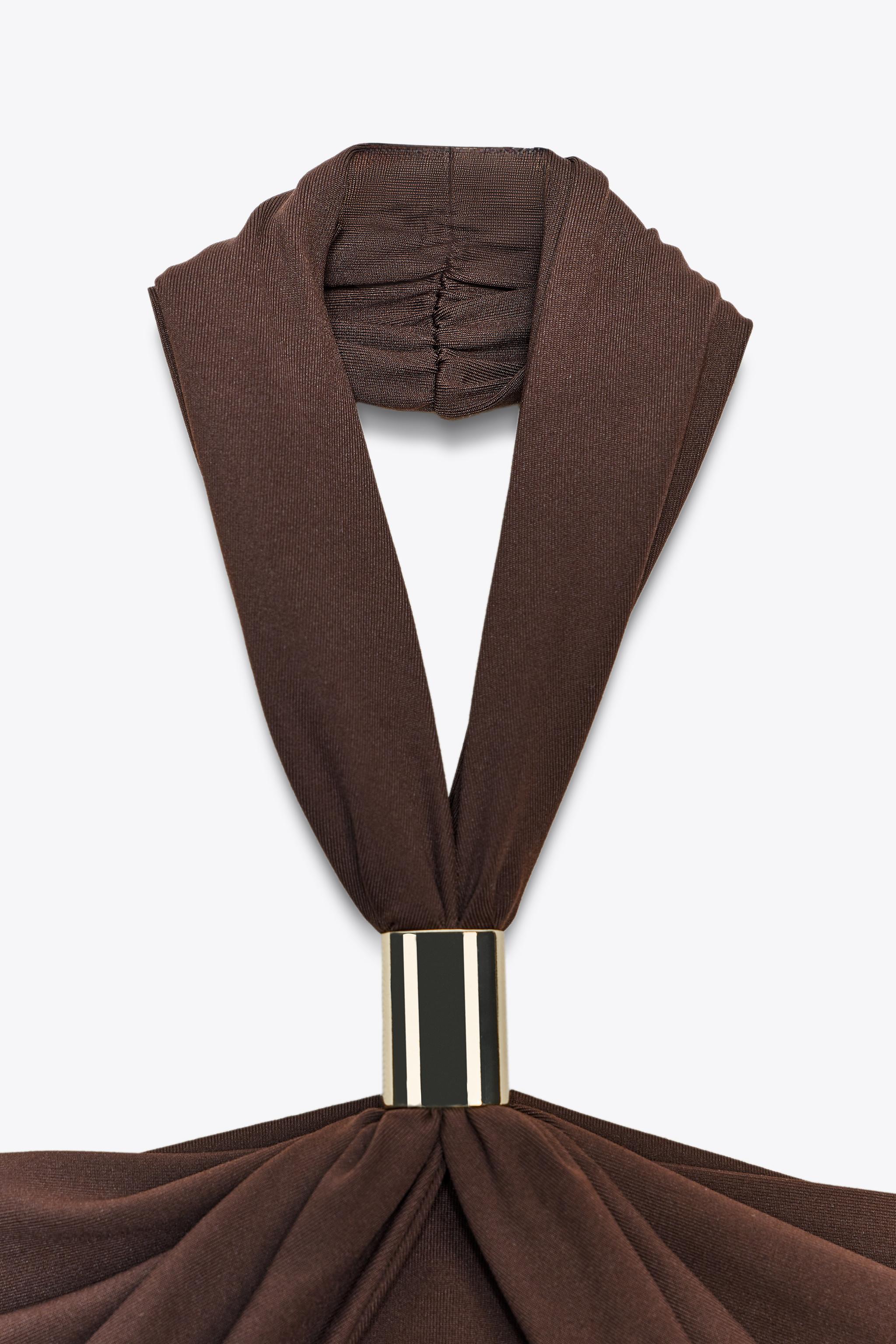 HALTER POLYAMIDE BODYSUIT WITH METAL DETAIL