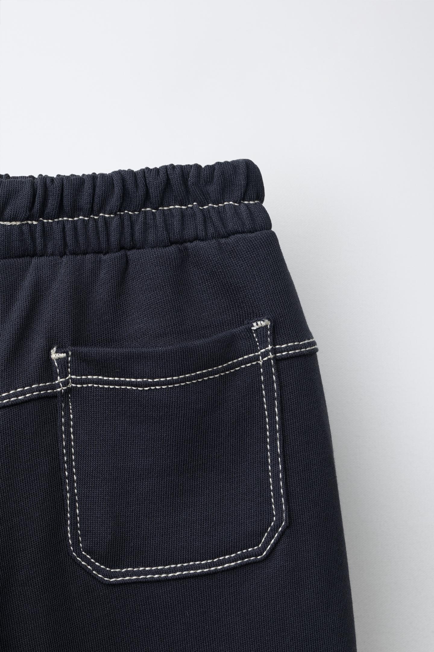 Детские брюки Zara Contrast Stitching Fleece Baggy, цвет: Чёрный — фото 4